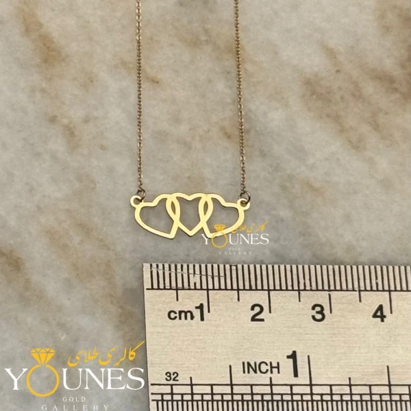 گردنبند سه قلب تو خالی طلا